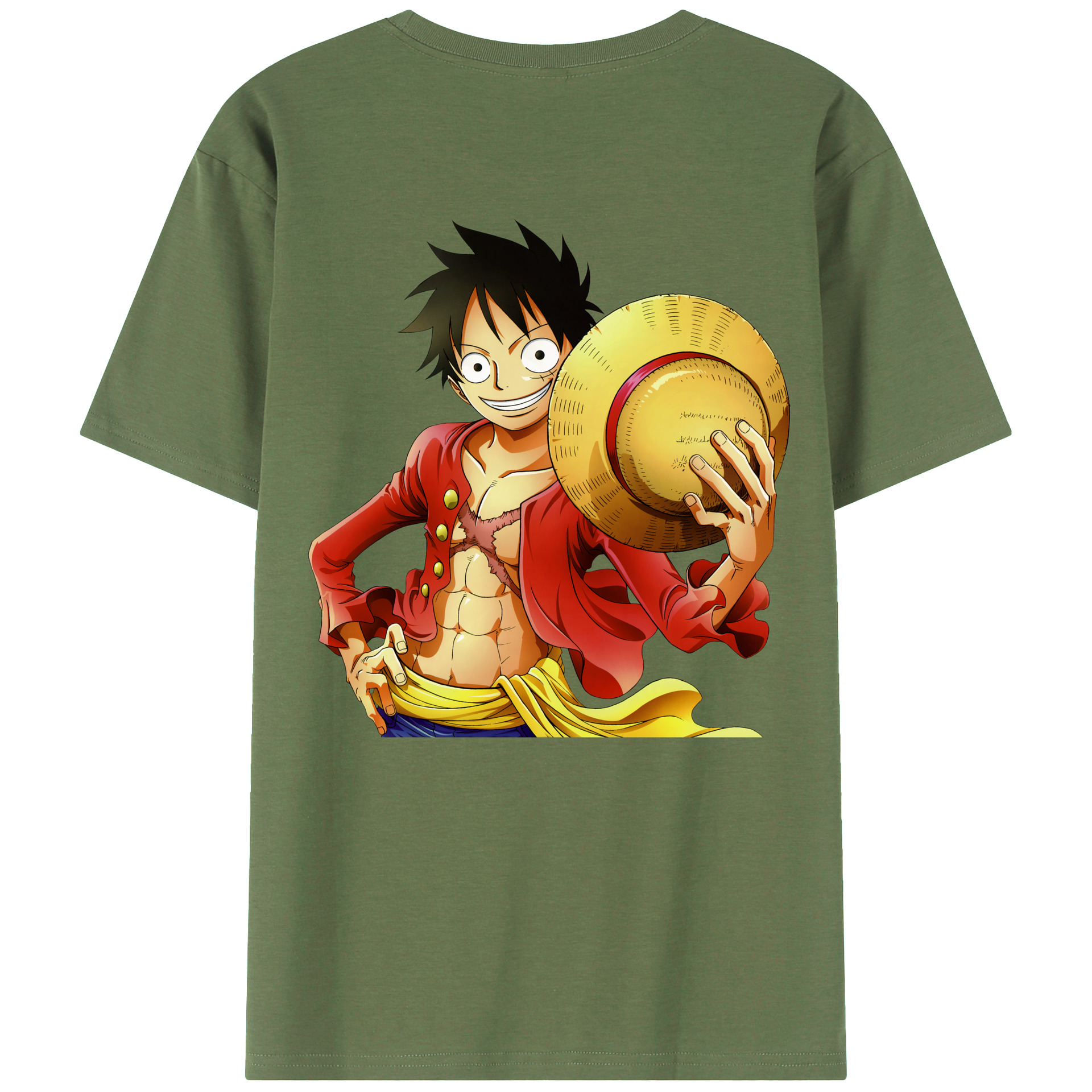 ワンピース モンキー・D・ルフィ ONE PIECE Monkey D. Luffy 綿100％ メンズ半袖Tシャツ（バックプリント） 通気性